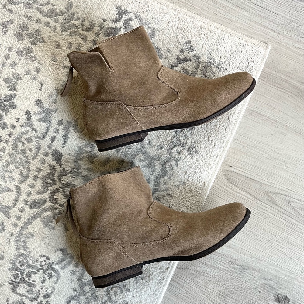 Steve Madden‎ Zinc Tan Suede Leather Ankle Boots Booties 10 M Brown Beige Zipper